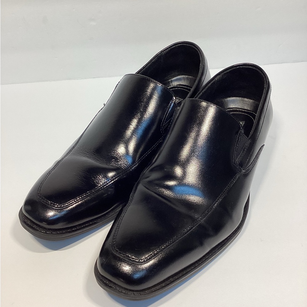 Stacy Adams Leather Black Slip On Loafers Moc Toe Dress Shoes Work 7M New